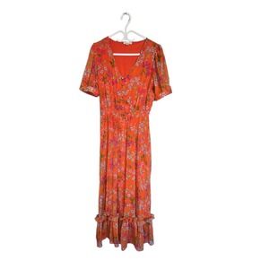 Calvin Klein Floral Midi Dress Size 10‎ Bright Spring Wedding Guest Cottagecore
